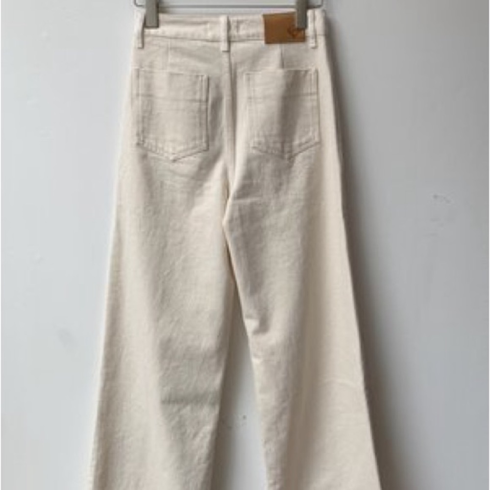 Off-White Cotton Canvas Wide-Leg Jeans - Picture 2 of 5